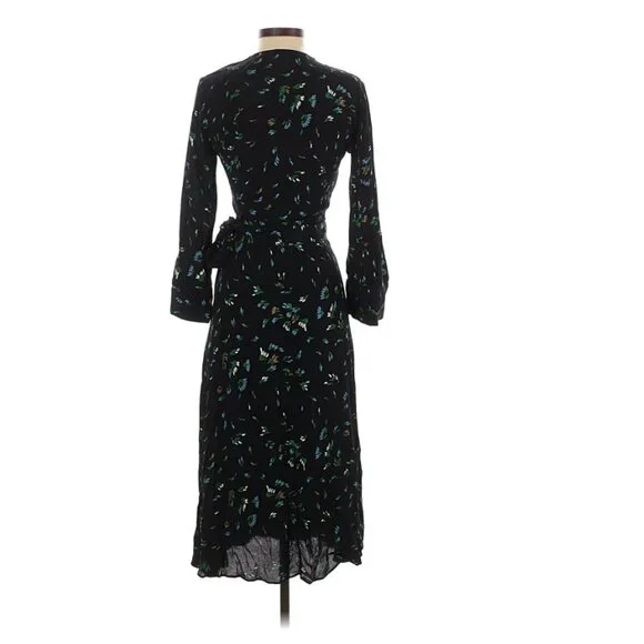 Ganni Floral Print Midi Wrap Crepe Dress XS - Picture 5 of 6